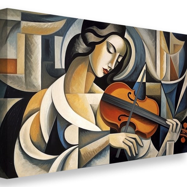 violon cubiste, cubisme, tableau imprimé, art mural, déco de la maison, art de musique, impression sur toile, art de canvas, violon, tableau