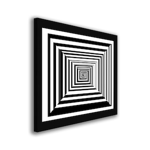 Abstract Painting. Angular Lines in Black and White. Deconstructed Zig-Zag Geometric Art. Modern Wall Decor. Psychedelic Painting.