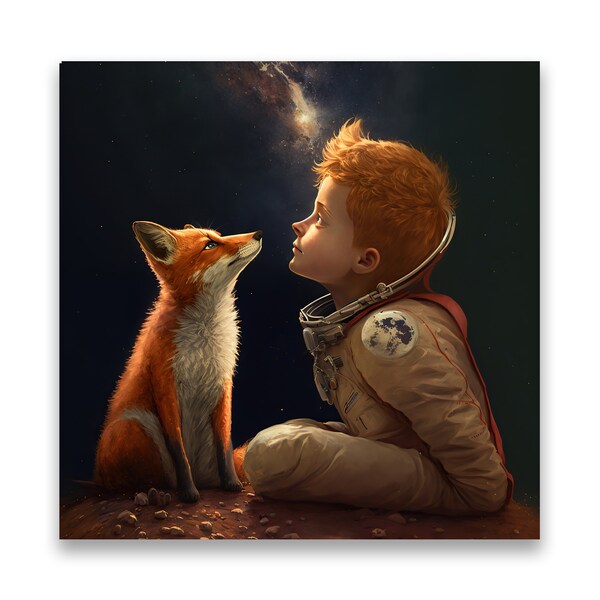 Renard | fox | canvas carré | square canvas | dessin| drawing | personnages | characters | pour enfants | children's book | imagination