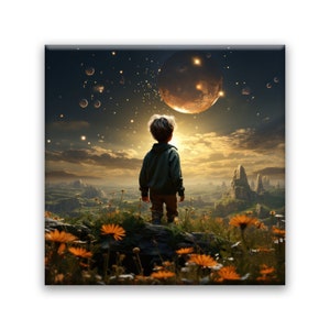 Interpretation of the story of the Little Prince printed on a square canvas, gift for children, wall decoration for children&#39;s room