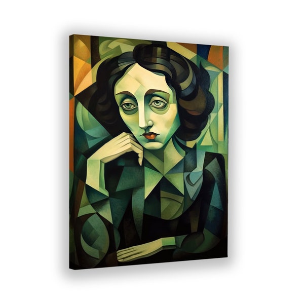 Édith Piaf, tableau, art mural, cubisme, décoration murale, Picasso, La Môme, style peinture, sur toile, chanteuse, célébrité, art tableau