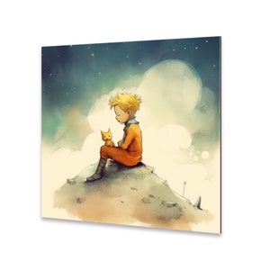 The Little Prince and his plush toy, mound of earth, profile, plush toy, plush, fox, aluminum, High quality photo prints on aluminum