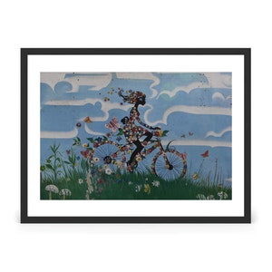 Framed photo | Girl | Bicycle | Flowers | Drawing | Fresco | Fresco
