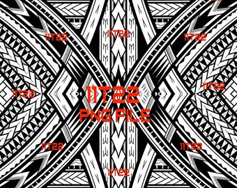May include: Black and white geometric pattern with a repeating design. The pattern is made up of triangles, squares, and other shapes. The pattern is symmetrical and has a tribal feel.