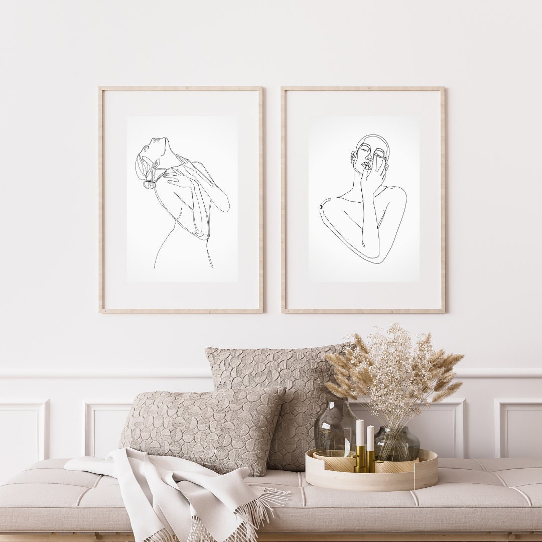 Woman Wall Art Set Minimalist Wall Decor One Line Art Body - Etsy