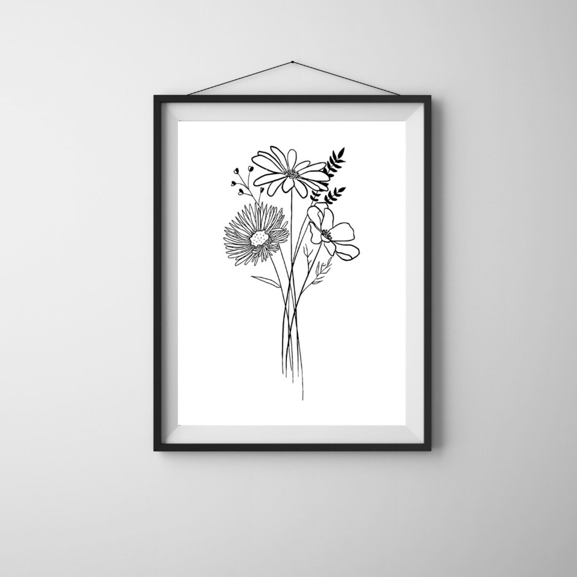 Flower Line Art Set Flower Wall Art Prints Minimal Floral Prints Line ...