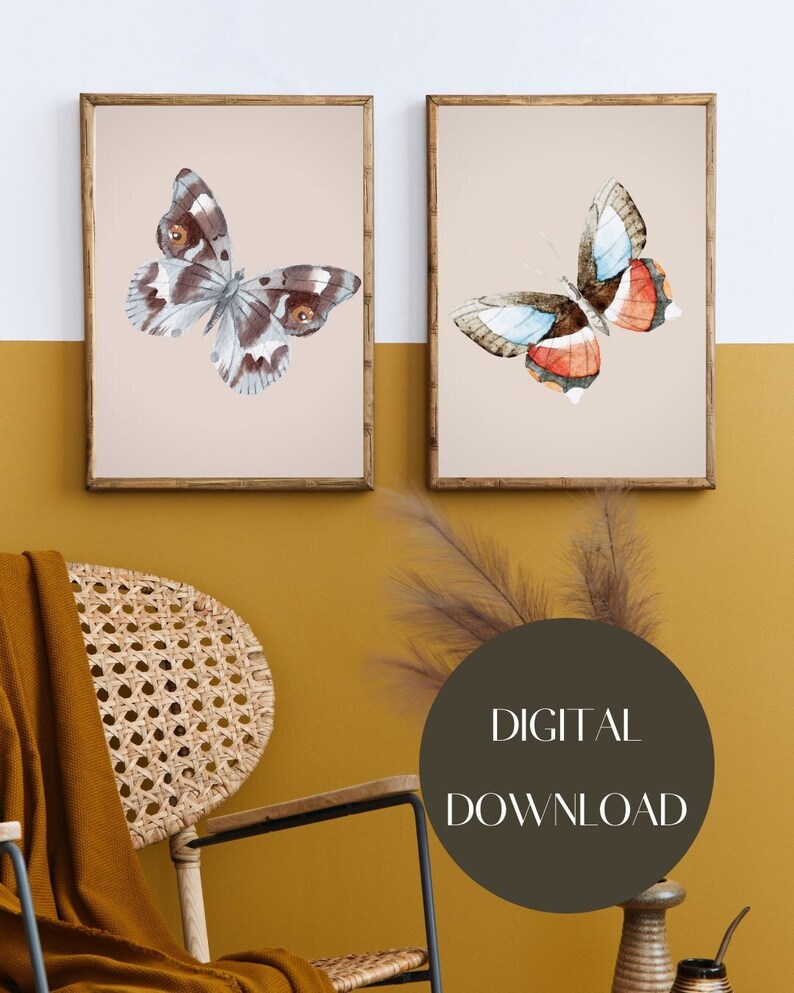 Butterfly Wall Art Set Girl's Room Decor Printable Butterfly Wall Art