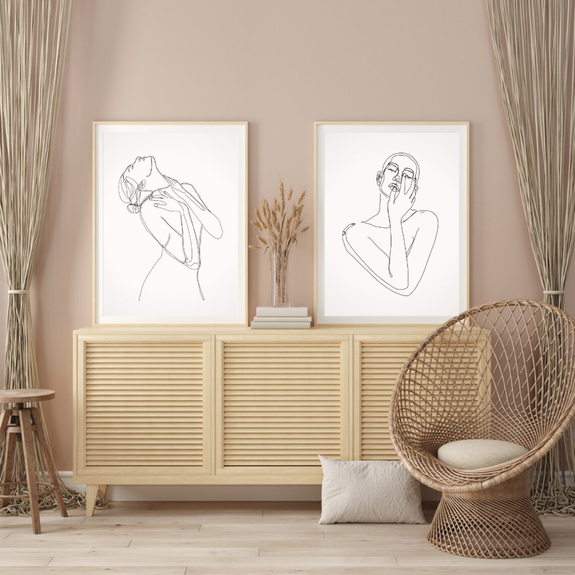 Minimalist Woman Line Art Prints, Modern Female Body Set (digital ...