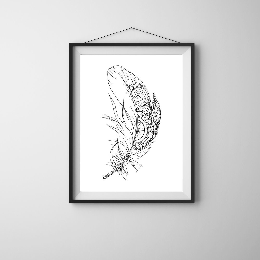 Feathers Wall Art, Classy Living Room, Prints With Feathers, Minimalist ...
