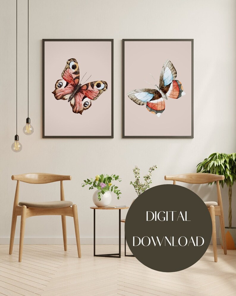 Butterfly Wall Art Set Girl's Room Decor Printable Butterfly Wall Art ...