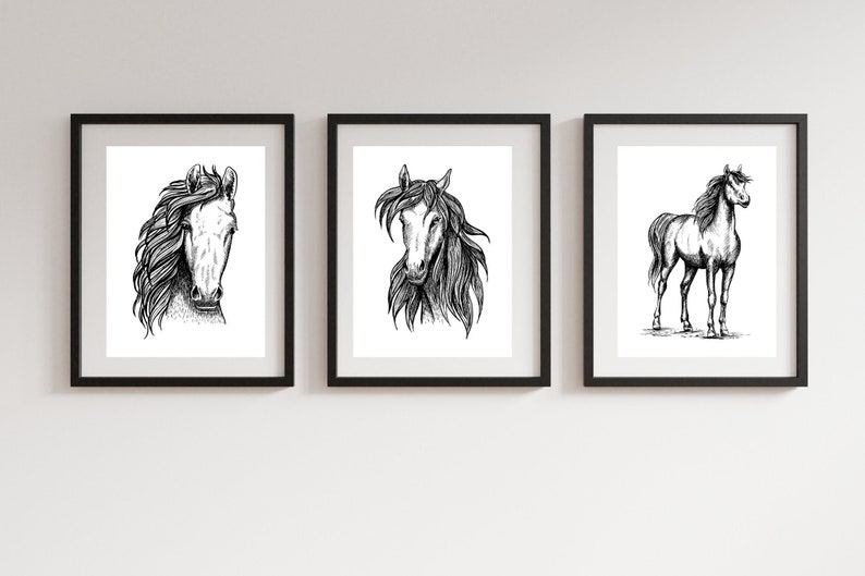 Horse Line Art Modern Line Drawing Horse Print One Line Drawing Single ...