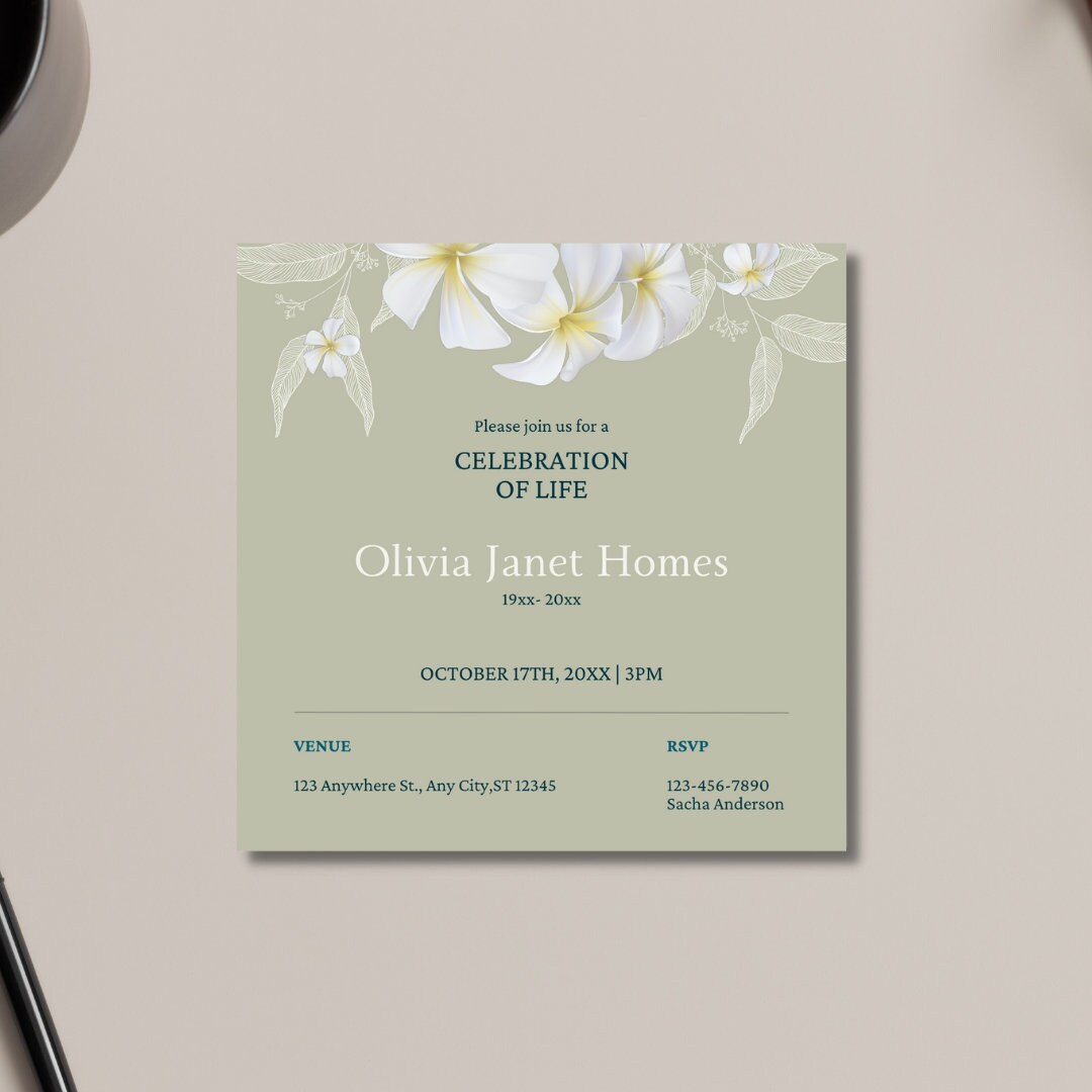 Editable Funeral Invitation Card, Funeral Invitation Card,funeral Order