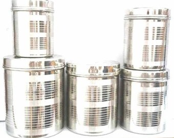 Bhawani steel containers 5 pcs set 500 ml to 2 kg capacity size long life steel canister set for storage kitchen items Housewife gift