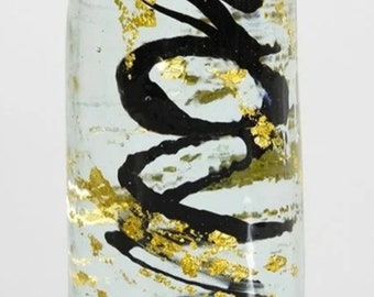 Handgemachte Glasskulptur 'Golden Dream' schwarz/gold - Mundgeblasene Glaskunst mit Blattgold - Dutch Design Glas