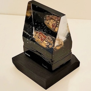 Kosta Boda Bertil Vallien sculpture House Of Mystery with golden head, Artist Collection 2023 Sweden