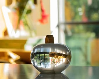 Artglass sculpture "Earth On Top" by Bertil Vallien – Kosta Boda Glass Art Sweden – Symbolic artwork of crystal with golden house