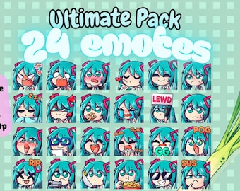 Hatsune Miku 24 Emotes (Ultimatives Paket)