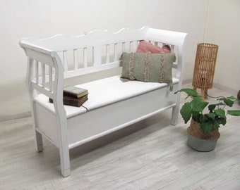 Schwedenbank in Shabby-Chic-Weiss, in Weichholz "137 cm breit" Sitzbank