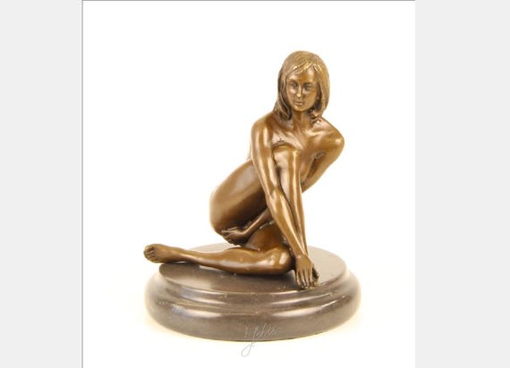 Bronzefigur ästhetische Frau, erotische Darstellung nach Claude, Bronze Skulptur