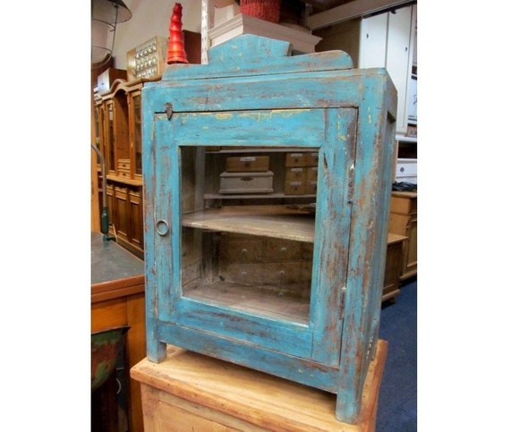 Kleine Vitrine, Vintage Wandschrank, Used-look Vitrine, Hängevitrine, Industrial