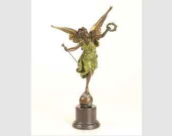 schöne Bronzeskulptur "Winged Victory" Bronze Figur Marmor