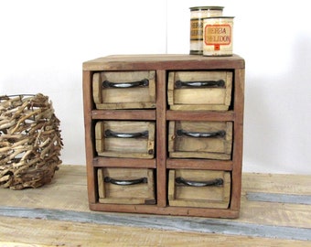 Vintage Kommode, Altholz Schubladenschrank, Apothekerschrank, Kommode
