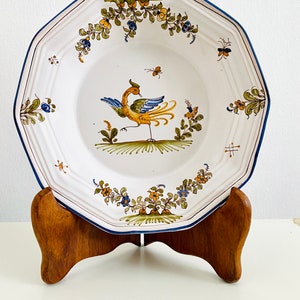 Assiette Décorative Moustier En Céramique, Motif Coloré Vintage, Jaune