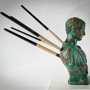 Caesar Pencil Holder, Office Desk Pen Sculpture Home Decor Gift Idea Antique Sculpture
