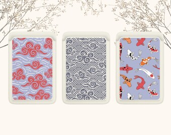 Japanese Wave Wallet for Magsafe, Magnetic Leather Ocean Sea Card Holder Stick On For iPhone 14 13 12 Pro Max Mini and Other Models