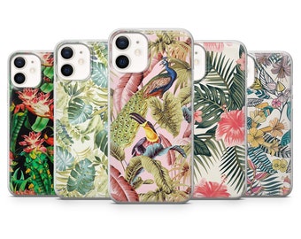 Dschungel Botanische Hülle für iPhone 15 14 13 12 Pro 11 XR 8 7, Samsung S23 S22 A73 A53 A13 A14 S21 Fe S20, Pixel 8 7 6A