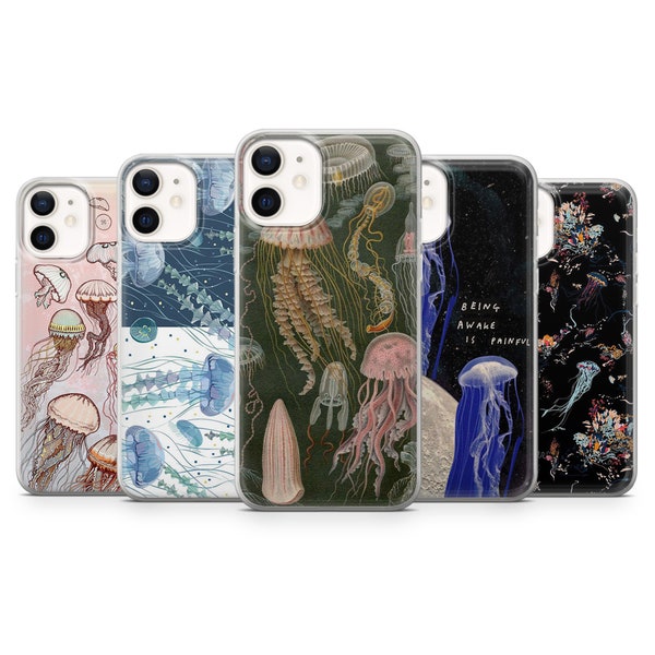 Qualle Aquatic Handyhülle Sea Cover für iPhone 15 14 13 12 Pro 11 XR 8 7, Samsung S23 S22 A73 A53 A13 A14 S21 Fe S20, Pixel 8 7 6A