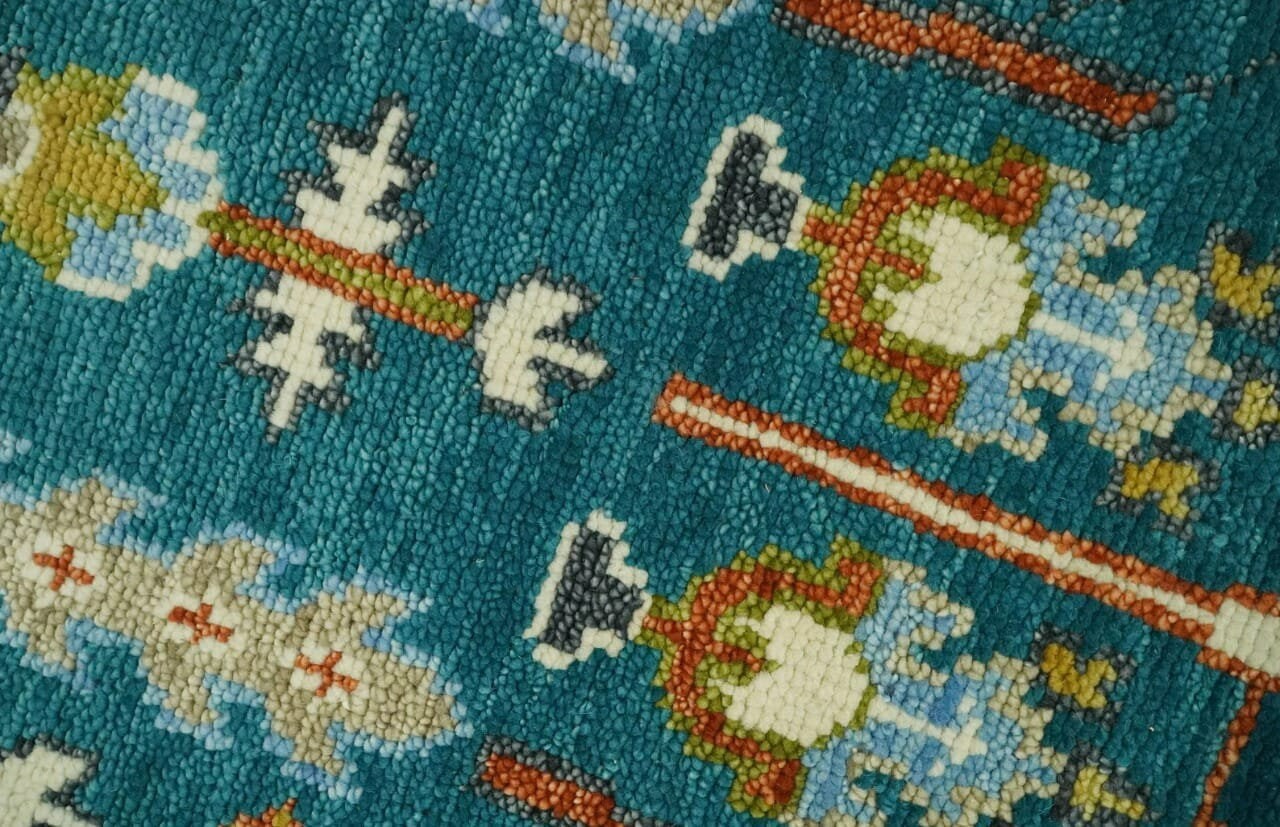 Antique Teal Persian Rug, 8x10 Rug, Tree of Life Rug, Oushak Rug