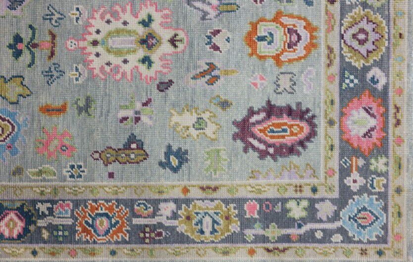 10x14 Gray Turkish Oushak Area Rug, Pink Oushak Rug, Handmade Wool Rug ...