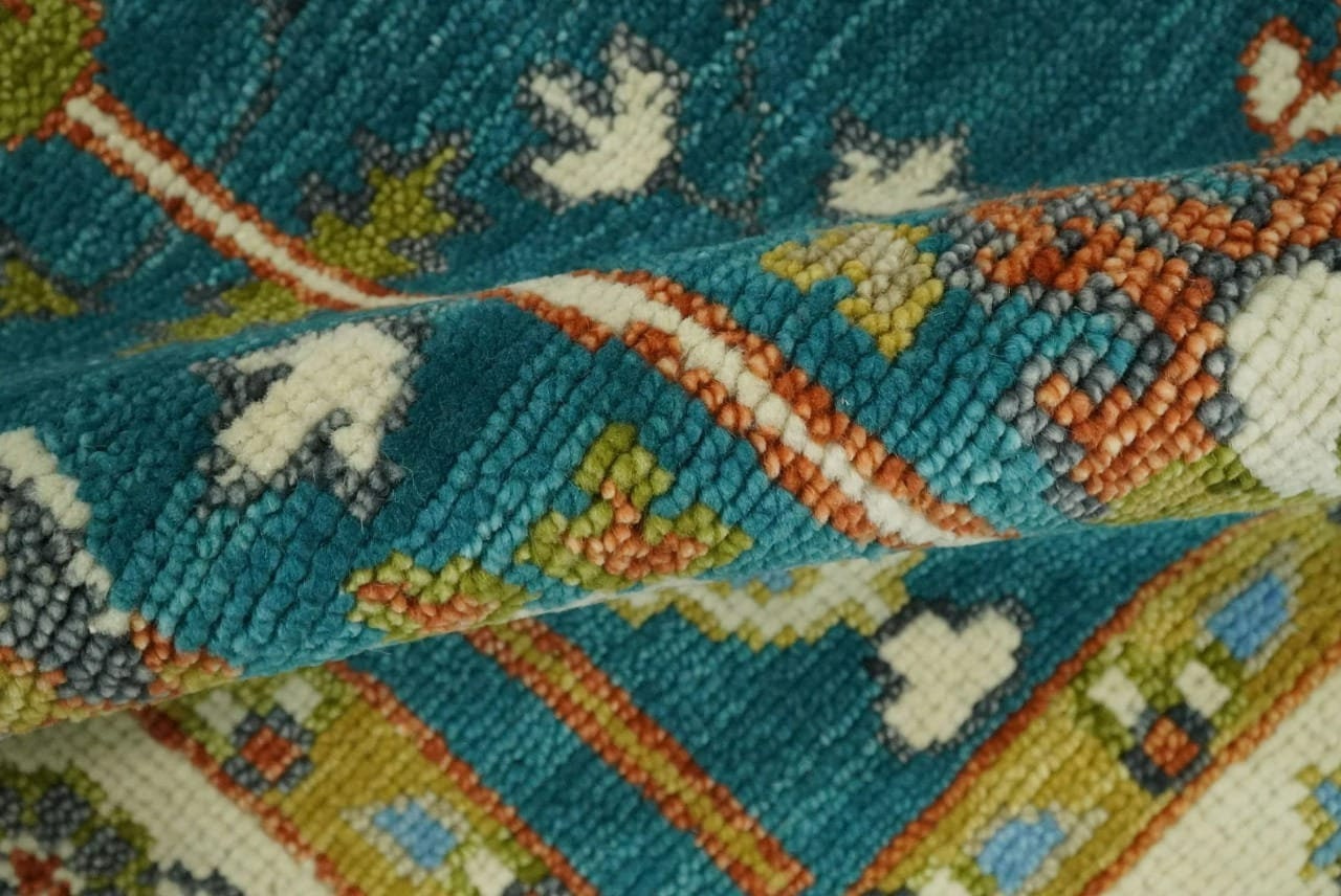 Antique Teal Persian Rug, 8x10 Rug, Tree of Life Rug, Oushak Rug