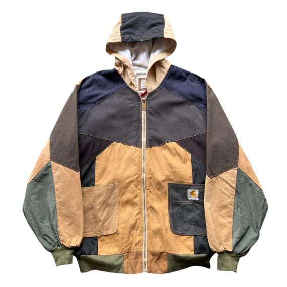 Vintage Carhartt Reworked Patchwork Hoodie - Sunfaded Duck