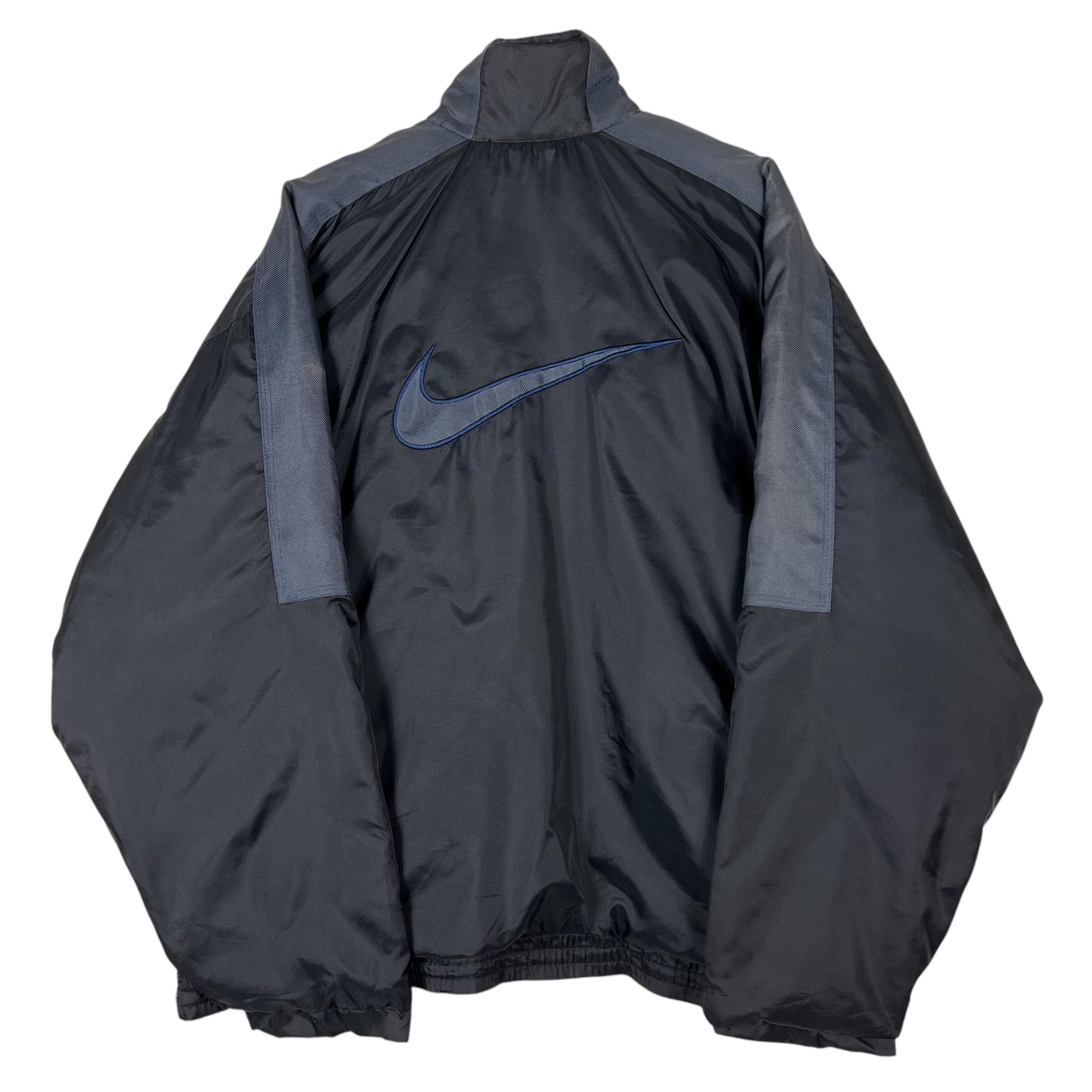Vintage 90s Nike Big Logo Embroidery Anorak Insulated Jacket Size