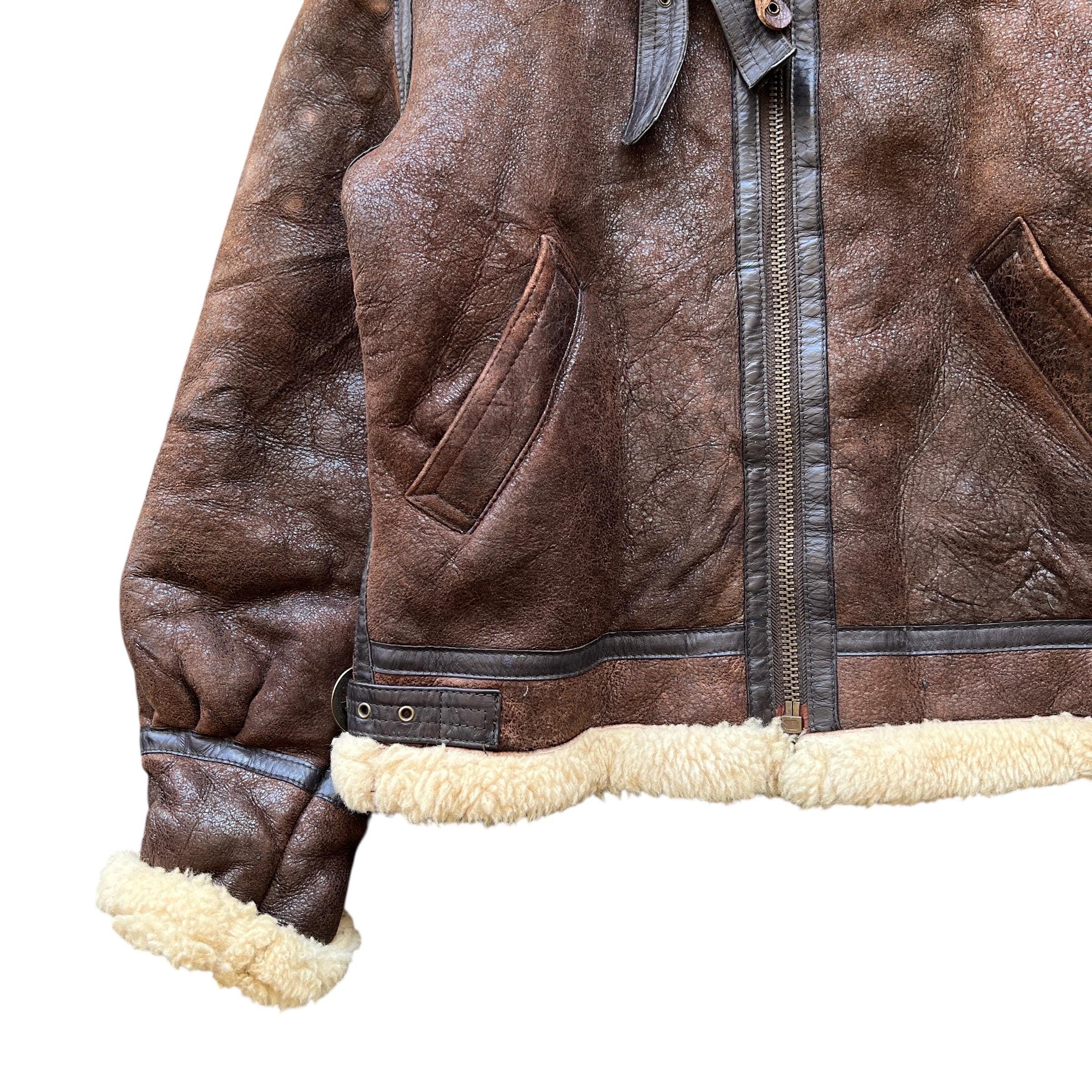 80s Vintage Type B-3 Aviation Usaf Style Shearling Jacket Made in 
