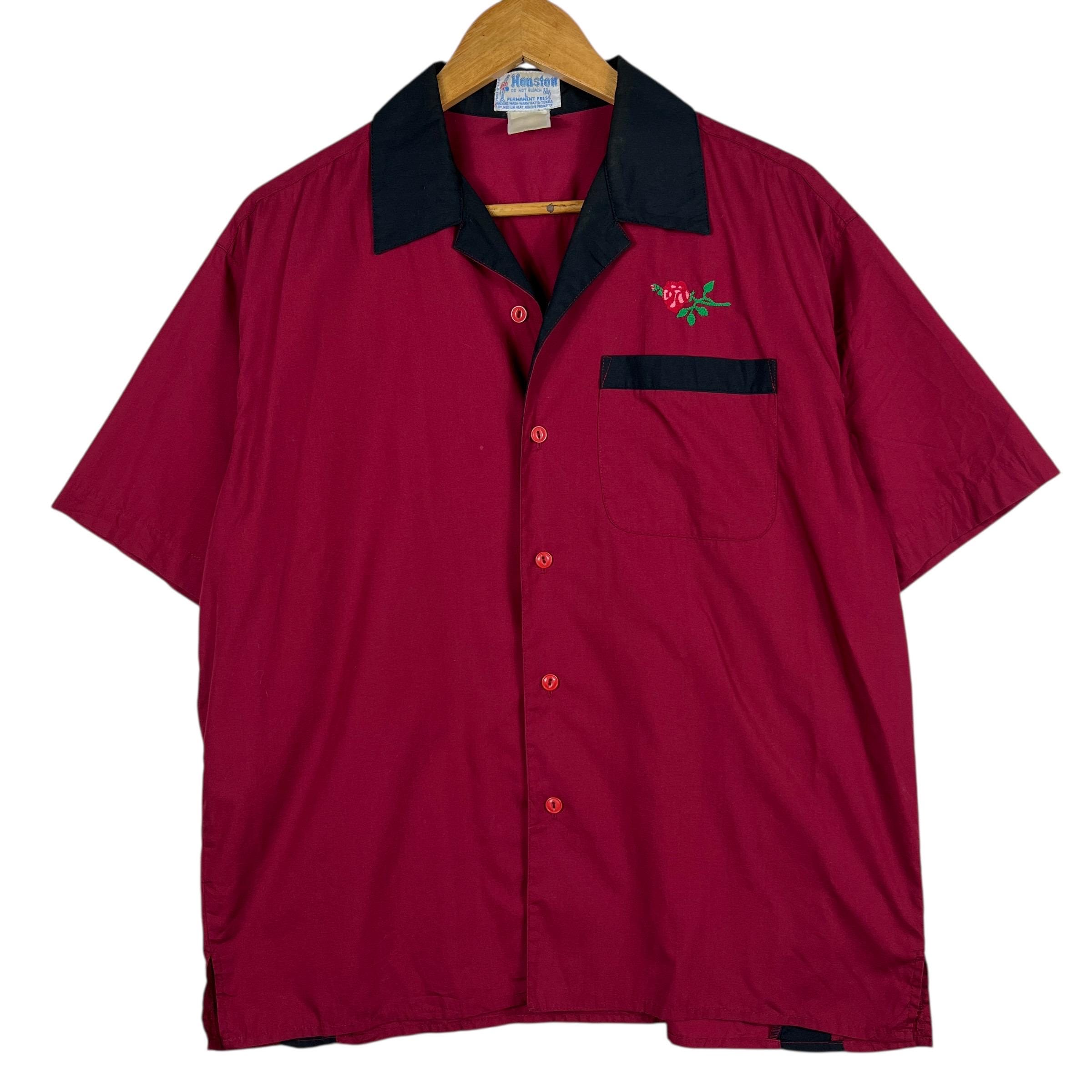 【HOUSTON】BOWLING SHIRT(NEW YORK) Vintage Houston Embroidery Bowling Shirt - Size L - Etsy New Zealand