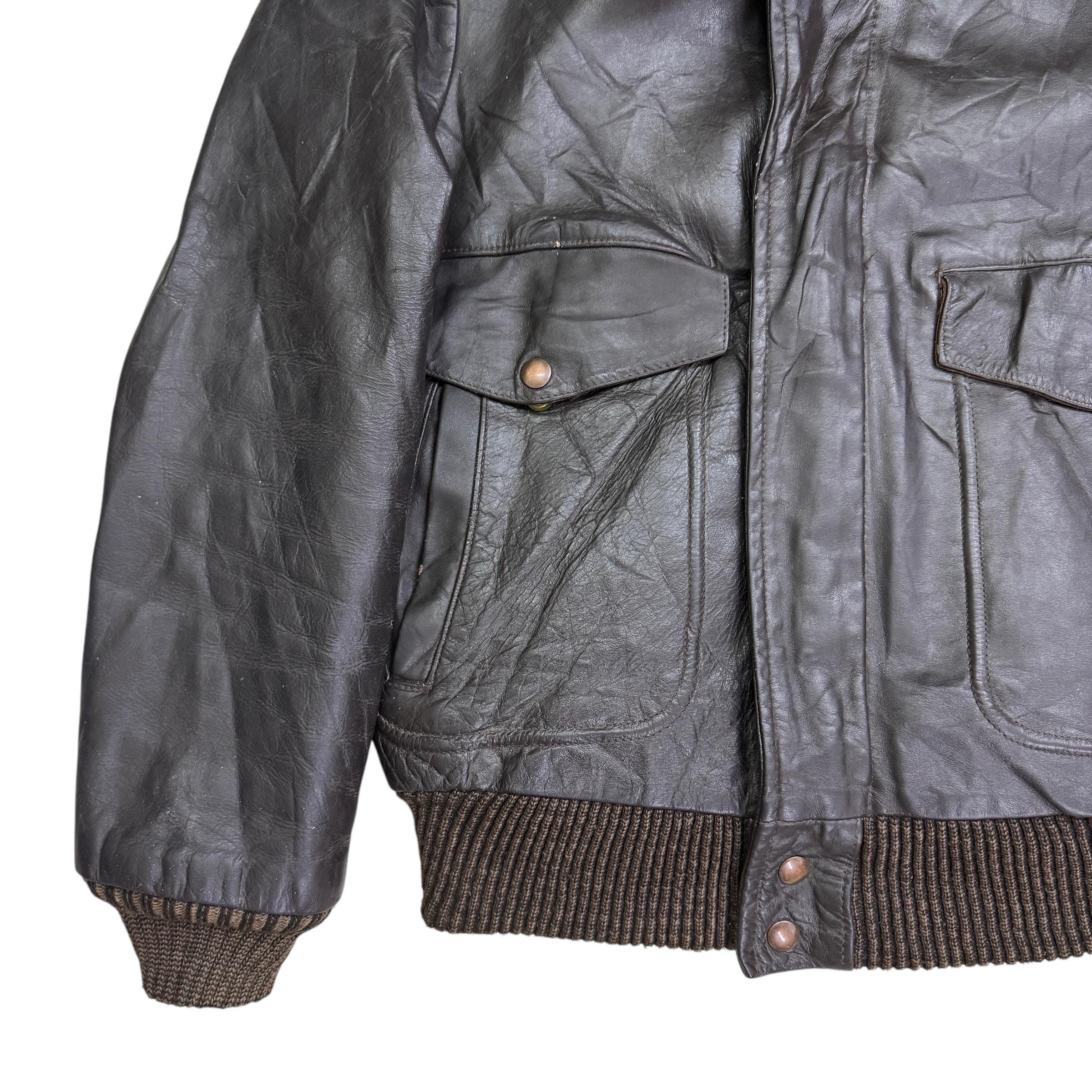 Vintage William Barry G 1 Aviator Style Leather Jacket Made in Usa