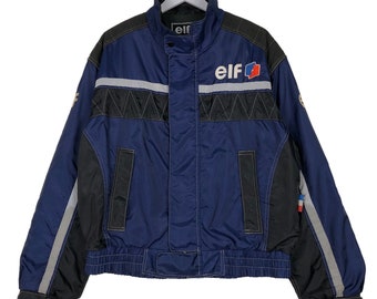elf Competition ジャケット Lサイズ 青/黒 Vintage Elf Racing Blue Bomber Jacket Motorsports - Etsy
