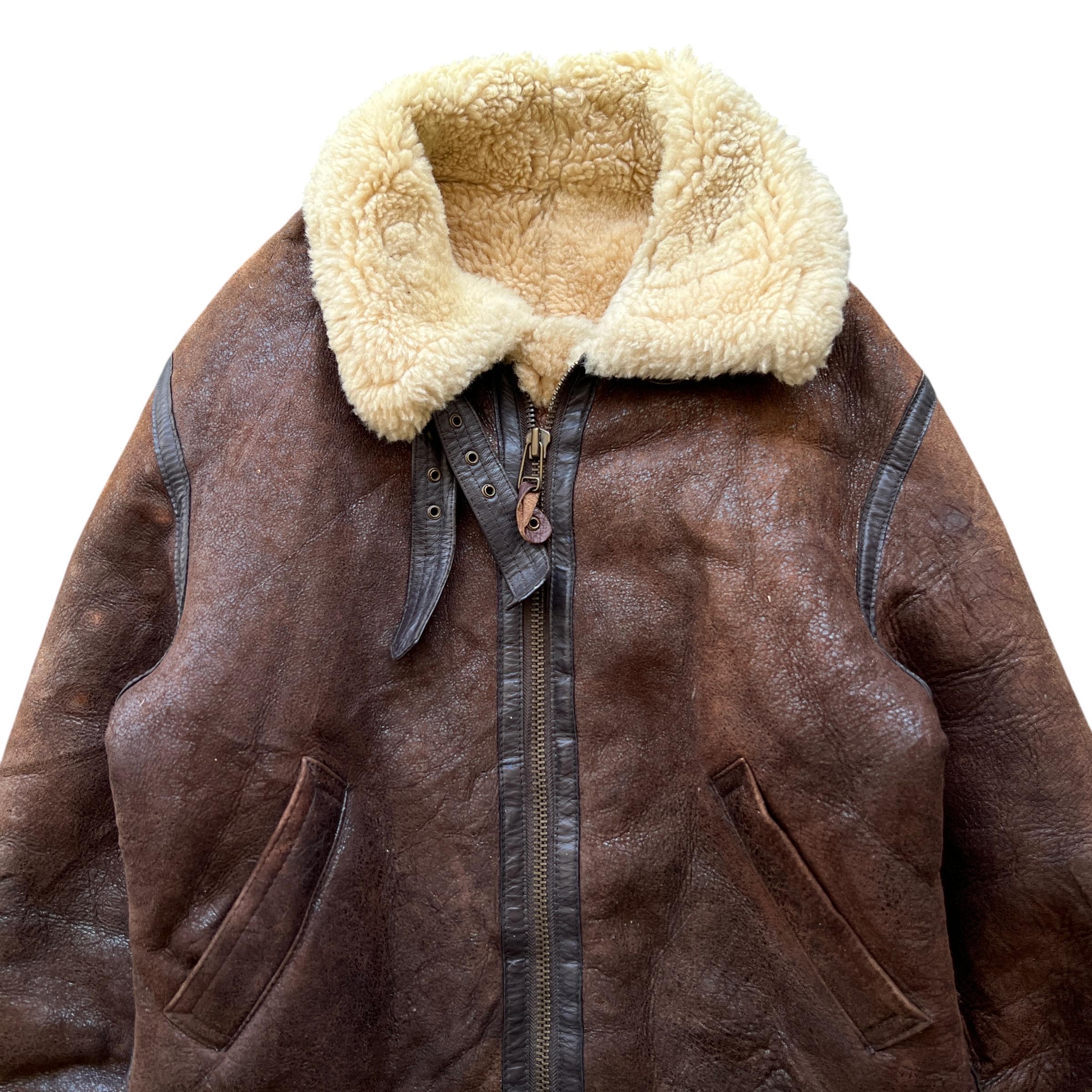 80s Vintage Type B-3 Aviation Usaf Style Shearling Jacket Made in 