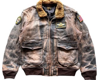 Vintage USN Type G-1 Flight Leather Bomber Jacket - Etsy
