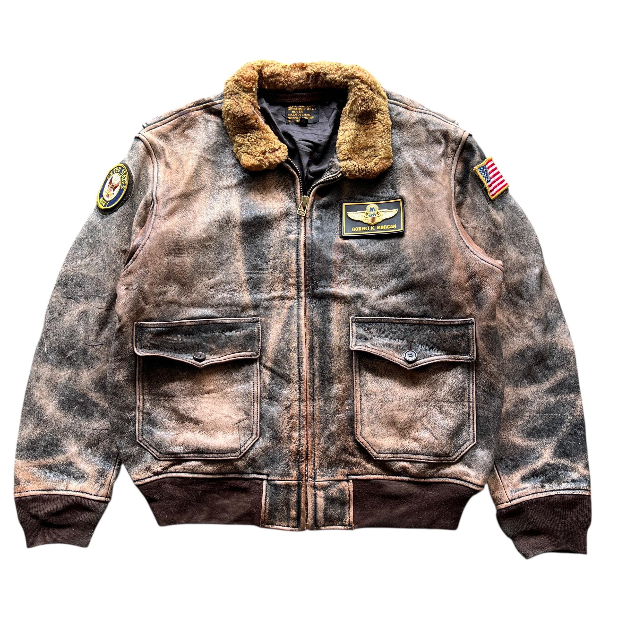 Vintage Usn Us Navy Type G 1 Robert K Morgan Patina Leather Jacket