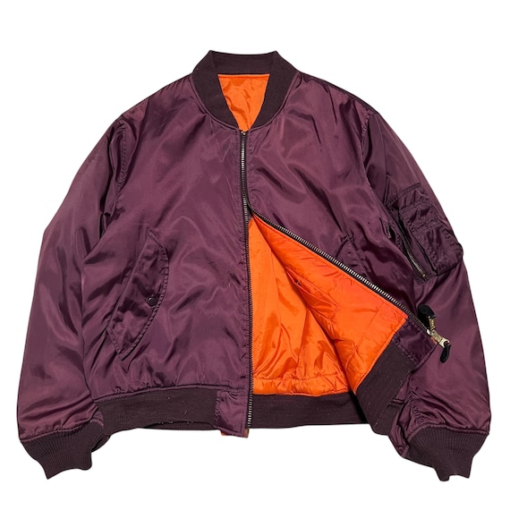 Vintage Reversible MA-1 Bomber Jacket, Maroon & Orange, Large