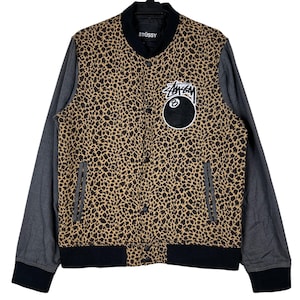 Vintage Stussy 8 Ball Leopard Bomber Jacket Size L