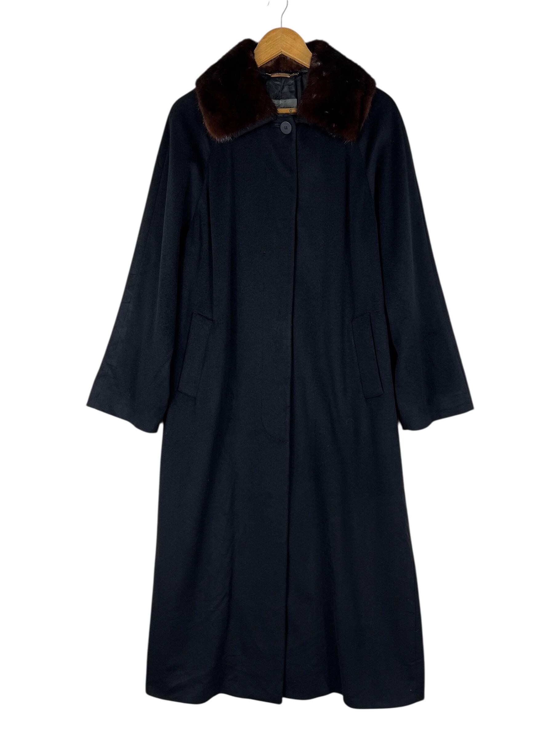 Les Copains X Loro Piana Fabric Wool Coat Real Fur Trim , Made in