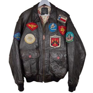 Rare 1987 Vtg Avirex Us Air Force Patches Leather Jacket
