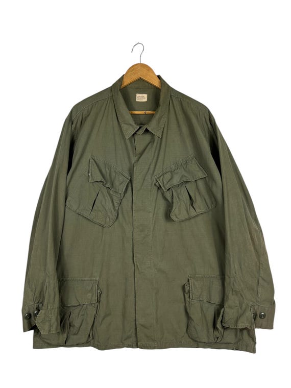 Vintage US Army Jungle Fatigue Jacket Tropical Combat Poplin