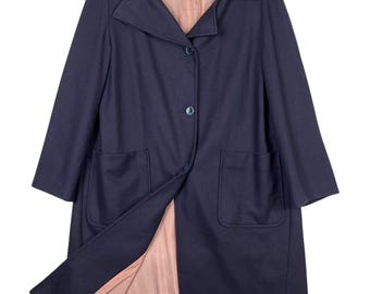 Klasyczny płaszcz Jil Sander w kolorze granatowym z mieszanki wełny, wyprodukowany we Włoszech, rozmiar 32