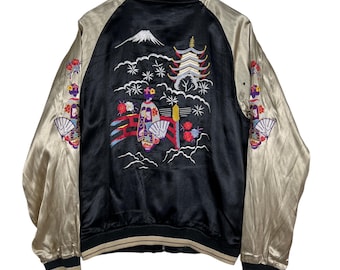Chaqueta bomber japonesa vintage bordada estilo Sukajan (L)
